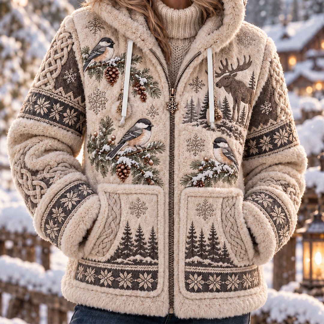 Veste Nordique Ingrid Mésanges Crème Chalet