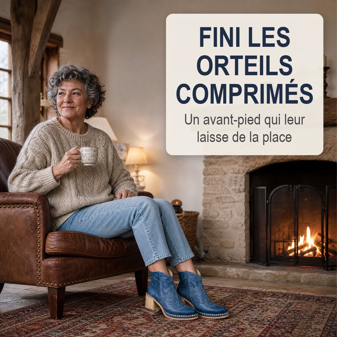 Fini les orteils comprimés — Bottine Jersey Bleu Capri