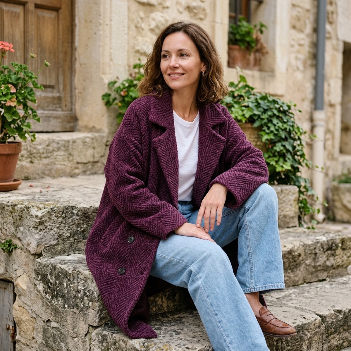 Manteau Chambord prune assise
