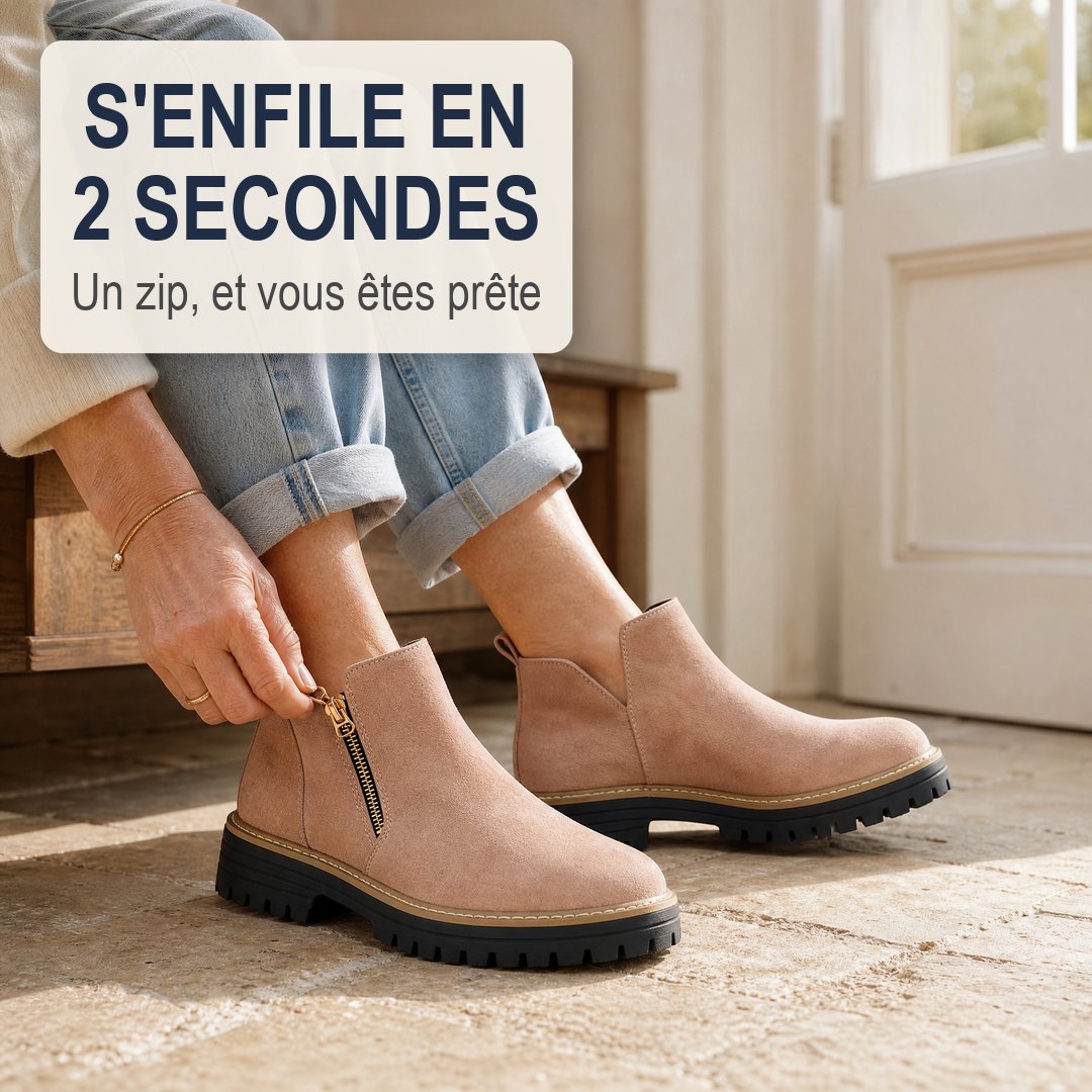 Zip de la bottine Enora Lewis qui s'enfile en 2 secondes