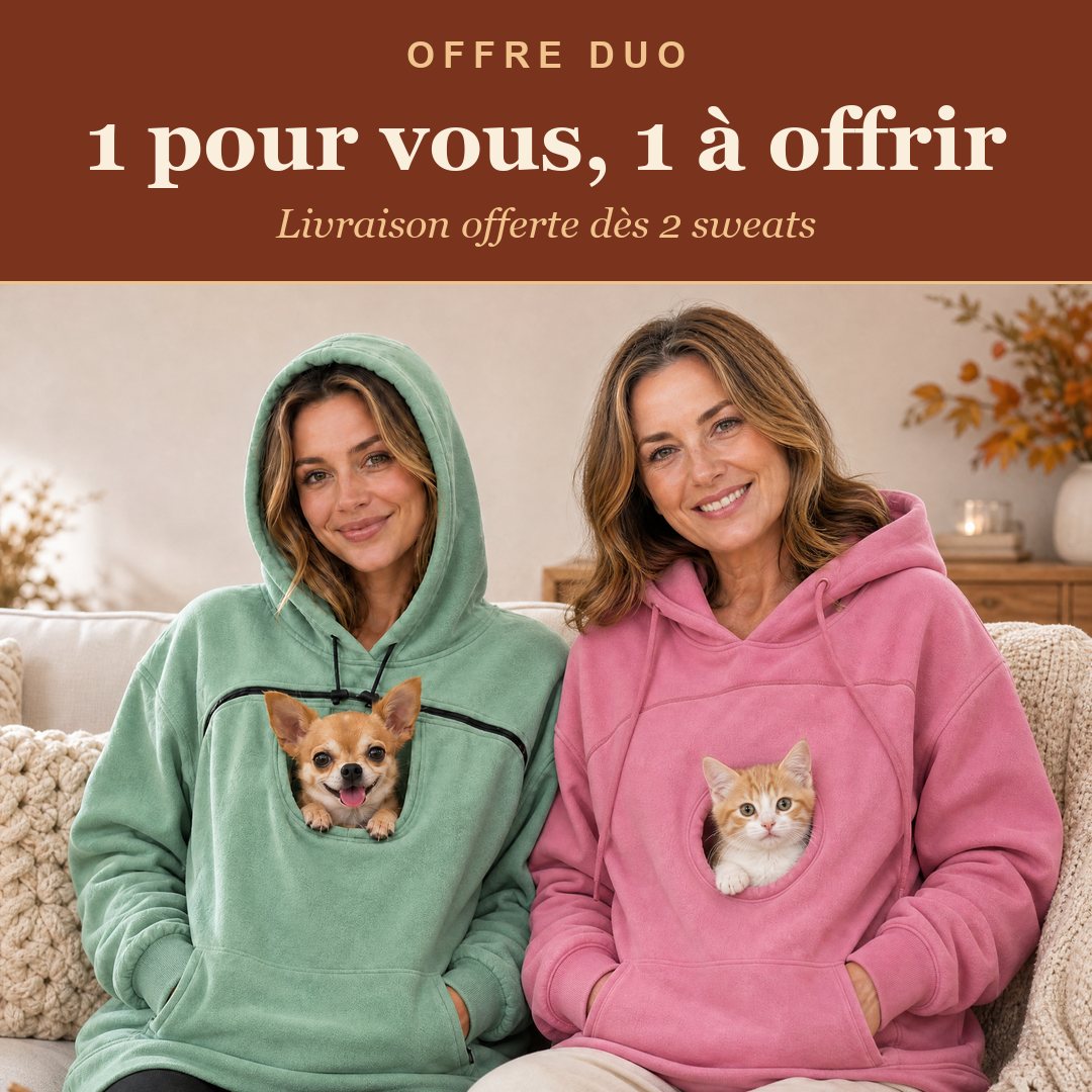 Offre Duo Sweat Câlin : 1 pour vous, 1 à offrir — livraison offerte dès 2 sweats