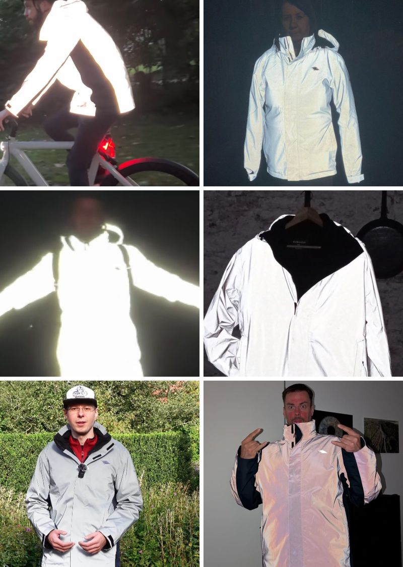 La Veste Halo de nuit : à vélo, au flash, sur un cintre